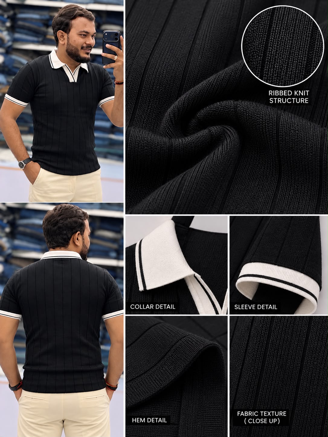 Premium Ribbed Polo T-Shirt