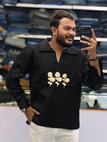🌸 PREMIUM FLORAL EMBROIDERED SHIRT