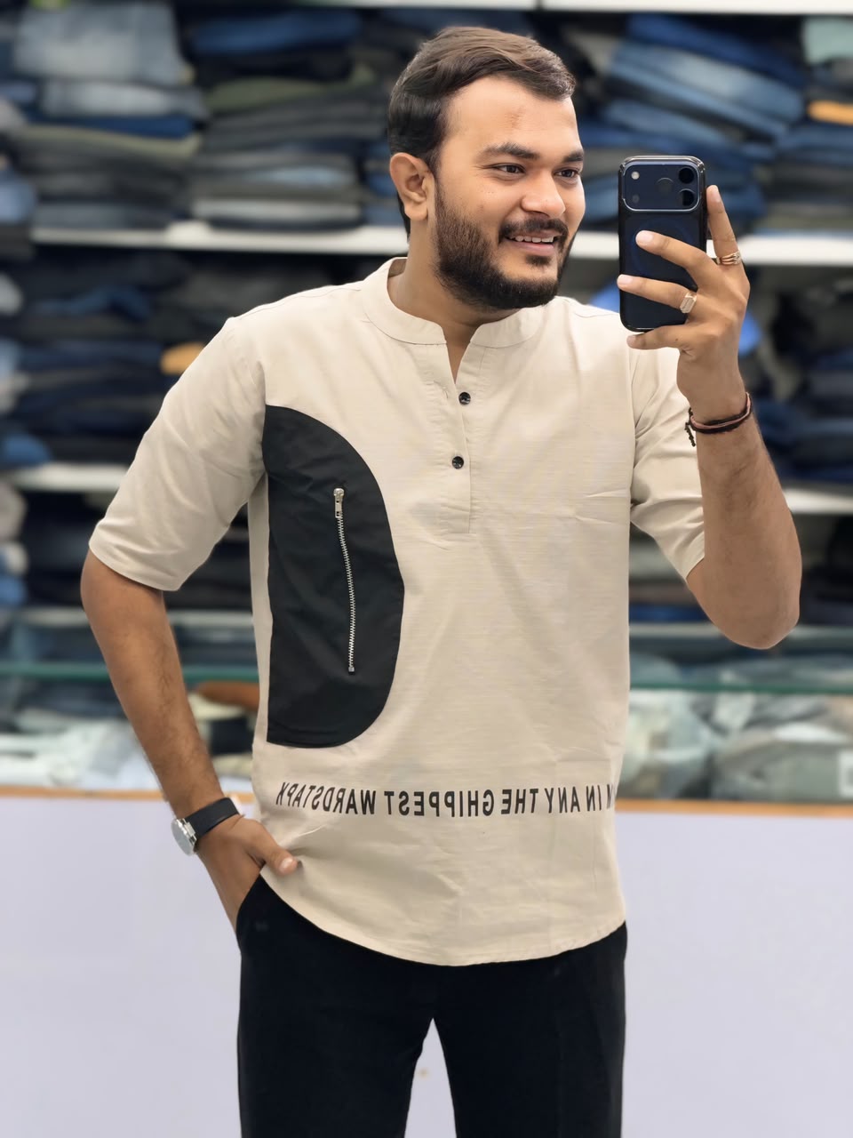 Premium Designer Half-Sleeve Kurta