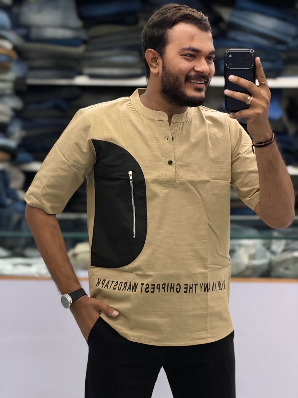 Premium Designer Half-Sleeve Kurta