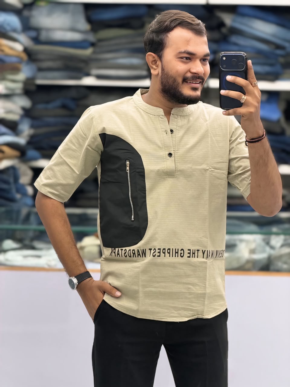 Premium Designer Half-Sleeve Kurta