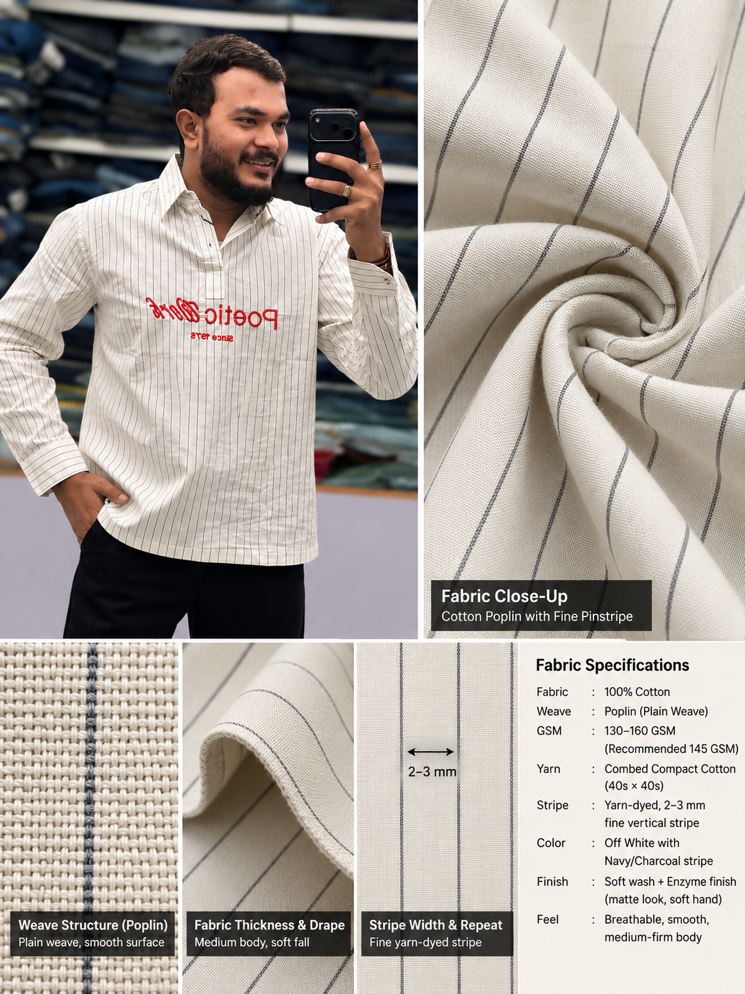 Men's White Striped Kurta Shirt – Stylish Full Sleeve Ethnic Casual Wear
