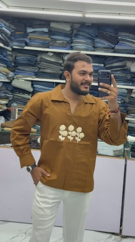 🌸 PREMIUM FLORAL EMBROIDERED SHIRT